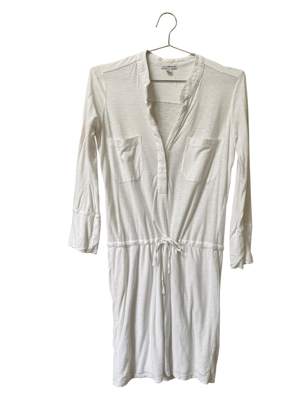 James Perse white button down shirt dress with drawstring waist size 1 or small